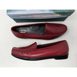 SAS SAN ANTONIO SHOES SIMPLIFY RED BLACK LEATHER COMFORT LOAFER WOMENS 12 M NEW
